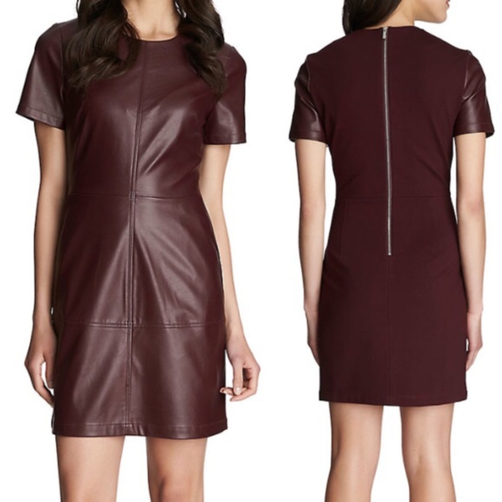 1. STATE Maroon leather dress